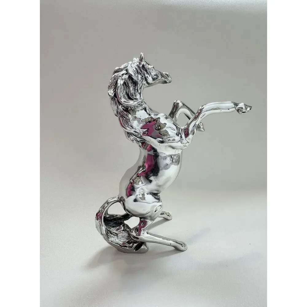 Italian Argento 925 Silver Laminated Rearing Horse Figurine Made in Italy 5